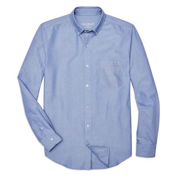 Mack Weldon Button Down Shirt Blue Oxford 37.5 Dress Shirt Long Sleeve Size XL